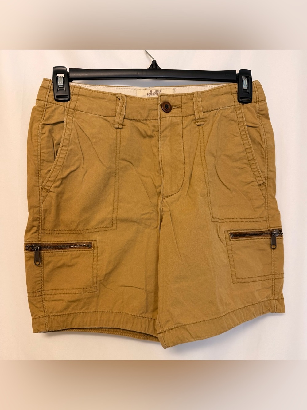 Hollister Beach Prep Fit Cargo Shorts Size 28 Tan Utility Y2K